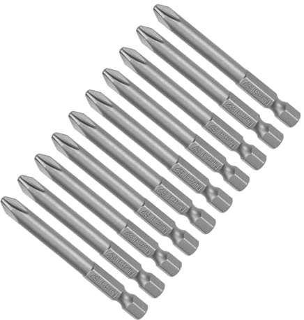 CoCud 10-Pezzi Croce Croce PH2 6mm 65mm Lungo 1/4 Esagonale Gambo S2 | Avvitatore Punte, Croce Trapano Punta, magnetici, per Potenza Impatto Guida