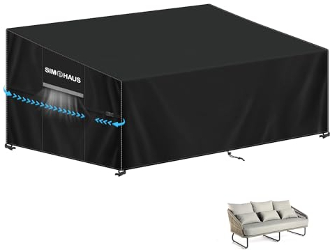 SIMPHAUS Teli Copridivano 3 Posti Impermeabile per Esterno Copertura Panca da Giardino Copertura Divano da Esterno 3 Posti Coperture per Mobili da Giardino Anti UV 420D Tessuto Oxford 185x99x89/61cm