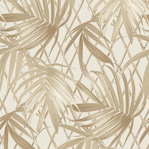 Paradise Palm Tree, Palm Leaves Tropical Themed Wallpaper for Living Room, Featured Walls and Bedroom, Hallway Gold Rasch 539578
