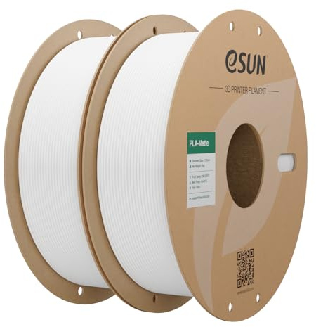 eSUN Upgraded Matte PLA Filament 1.75mm, Cremeweiß,2KG | Matte PLA 3D Drucker Filament, glanzfreie Farbe, mattierte Textur, 1KG pro Spule, 2 Spulen für 3D Drucker