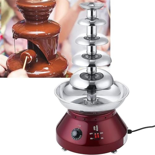 Chocolate Fountain Machine, 0-110°Temperature Adjustment, 230W Chocolate DIY Waterfall Fondue, Restaurant, Buffet, 5 Tier