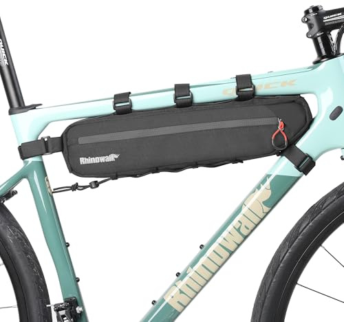 Rhinowalk Borsa per telaio per bicicletta, 2,1/2,7 l, borsa per tubi superiori, borsa triangolare, borsa per manubrio, borsa per bici da strada, incisione e bici