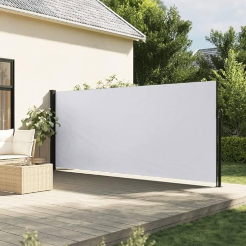 Bulliing Tenda da Sole Laterale Retrattile Bianco 160x600 cm,Tenda da Sole per Esterno Avvolgibile,Tenda da Sole a Bracci Estensibili con Telaio in Alluminio,Tettuccio Resistente al Sole e Impermeabil