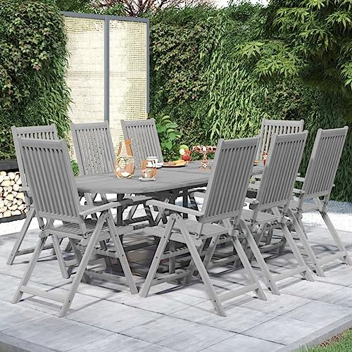 XGWKCNV Gartenmöbel-Set, 9-teilig, Massivholz, Akazie, Gartenmöbel-Sets