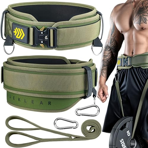 MANUEKLEAR 2-in-1 Dip Belt, Double-Layer Weight Lifting Belt | 4 Size&Color Powerlifting Gym Weighted Belt for Pull Up Squat