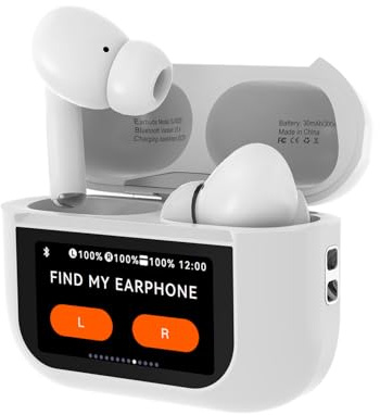 SUNJOM Smartbuds Bluetooth 5.4 Transparency Mode 98% Active Noise Cancelling Reduction TWS Earphone Earbuds with Smart Touch Screen Case ENC Mic Clear Call Equalizer for iPhone Samsung Android