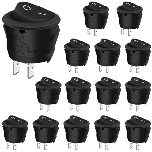 EIH1 15 PCS interruttore a Pulsante,interruttore 12v on off,interruttore a levetta 10 A/125V, 6 A/250V,mini interruttore on off pulsante 12v,interruttore a bilanciere per Auto/Elettrodomestici/Barca
