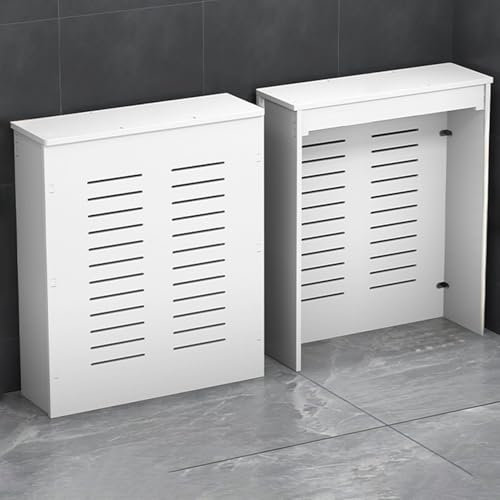 Mensola Per Armadio Riscaldante Con Design A Doghe, Armadio Riscaldante Con Doppie Ante E Ripiani Portaoggetti, Copertura Protettiva Decorativa Per Radiatore In Legno, Mobili Per La Casa(L90xH80xW20cm