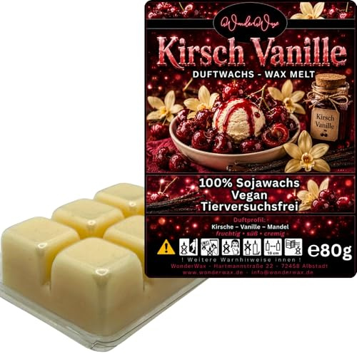 WonderWax® Duftriegel 6 x Duftwachs Würfel Weiß Kirsch Vanille | Farbe: Weiß | Raumduft für Duftlampen, Wax Melt, Sojawachs, Indoor Duftöl Wachs schmelzen für Aromalampe