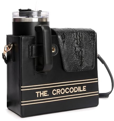 KOBONA Crossbody Bag with Sports Water Bottle Holder for Women, Water Bottle Carrier Bag with Storage Pocket, Adjustable Shoulder Strap Crossbody Cup Holder Bag for Stanley Cup