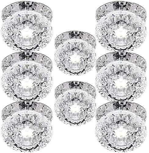 Foco De Cristal De 8 Piezas, Borde Deflector, 3 W/5 W, Redondo, Empotrado, Led, Foco Antideslumbrante Para Iluminación De Porche, Cocina, Foco De Cristal Colorido, Tamaño De Corte:White Light-3W