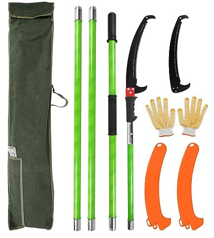 JXYQ Pole Saw Extendable Pole Pruning Saw, Long Reach Tree Pruning Saw, Telescopic Tree Pruner Garden Tree Lopper, Branch Pruner Cutter (Pole Saw, 4M), GZJ UK 0674