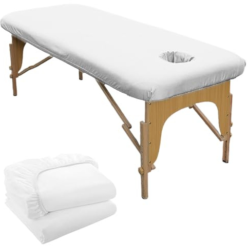 GBKDQQ 2 Stück Spannbezug für Massageliegen mit Loch, 80x190cm Waschbare Massageliege Bezug, Wasserabweisend Ölresistente, geeignet für Kosmetik-Tische und Therapie-Bänke