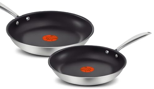 CARRERA Elite Pro Edelstahlt Pfannenset 24cm & 28cm [Kartz- und Spülmaschinenfest] Bratpfanne – Antihaft – Induktion – Edelstahlpfanne – Backofenfest (24cm, 28cm)