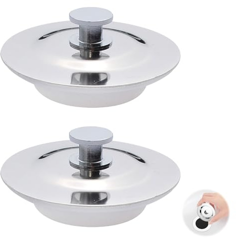 2 Stück Universal Badewannenstöpsel, Waschbeckenstöpsel für 40–45 mm Löcher, Edelstahl, Ablaufstopfen für Waschbecken, Waschbecken, Waschbecken, Ablaufstopfen Ersatz, weißes Silikon für Badewanne