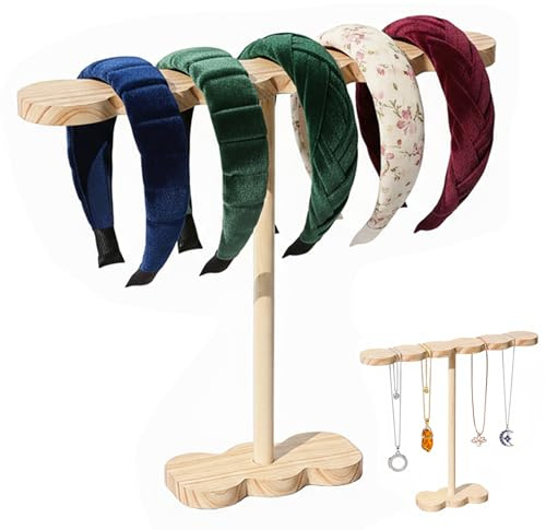 inkihuit Haarreif Ständer Haarbandhalter Stirnbänder Organizer - Kettenständer & Schmuckständer Holz – für Ketten, Armbänder, Ringe und Ohrringe, Elegant