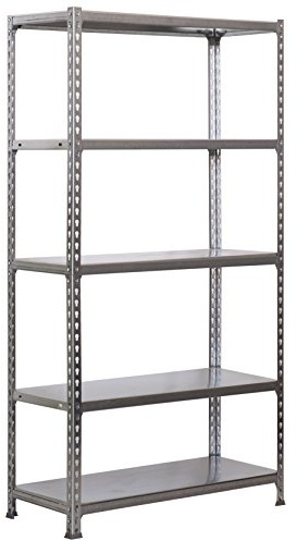PROREGAL Metallregal Big Metal Shark mit Metallböden | HxBxT 200x100x50cm| Fachlast 180kg | Verzinkt Schwerlastregal Metallsteckregal Lagerregal Werkstattregal Kellerregal
