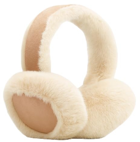 BOTEWO 1 st vinter öronvärmare öronmuff: Fluffig vinter öronvärmare av polyester för kvinnor och män, perfekt för pendling stadspromenader resor och utomhussport, svart beige, Beige, En Storlek
