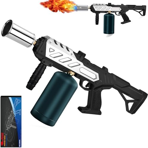 Drookaen AK Adjustable Propane Torch Gun – High-Temperature Flame Thrower for Soldering, Welding, Gardening, and Outdoor Cooking – Detachable Design, Easy to Use and Portable (Silver-Black)