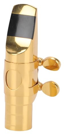 SPYMINNPOO Embout de Saxophone Alto, Embouchure de Saxophone Sib en Métal en Laiton avec Capuchon et Pince pour Débutant