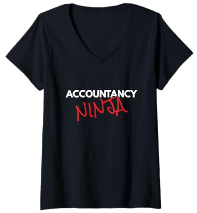 Femme Comptabilité Ninja Fun Comptable Tenue de Livres Finance T-Shirt avec Col en V