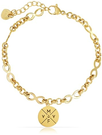 Tillverkad av Nami personlig Infinity-länkar designarmband med graverade bokstäver symboler och mycket mer. Små presenter för kvinnor partnerarmband 16 + 3 cm av kirurgiskt rostfritt stål, Eine Grösse