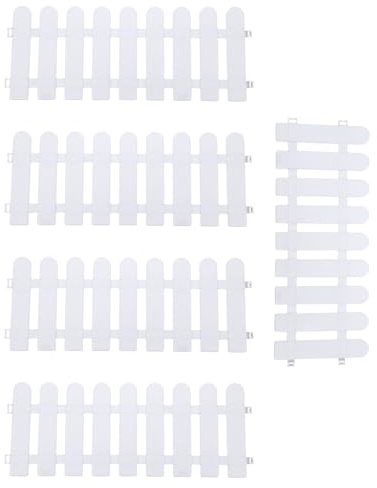 jojofuny Lot de 5 Clôtures de Jardin en Plastique Blanc Bordures Décoratives Renforcées 50 CM X 20 CM Clôture de Jardin pour Pelouse et Terrasse Fourniture Extérieure Polyvalente