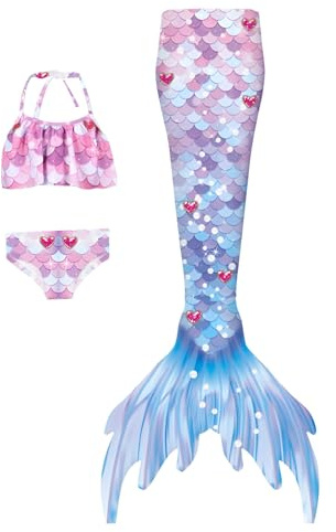 Generico Costume da Bagno Bikini a 3 Pezzi Confezione da 3 Costume 𝙎irena​ Bambina ​​𝘾oda e ​​𝙋inna​ 𝙎irena Vestito 𝙎irenetta Costume da Bagno Bikini Cosplay Mare per Bambina