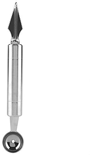 DANAIXZ Utensile professionale per intaglio della frutta con scavino per meloni a doppia estremità in acciaio inossidabile con seghettatura affilata per placcatura di frutta da (Intaglio a testa