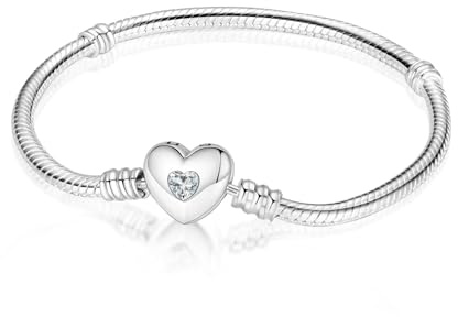 PANPOKI Mit Herz Katzenpfote Verschluss Armband Damen 925 Sterling Silber, Armbänder Schlangen-Gliederarmband Armkette Geschenk 17CM-20CM