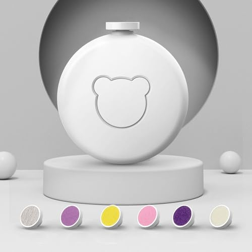 Bébicure Coupe-ongles Électrique Bébé - Lime à Ongles Bébé Douce et Silencieuse avec Lumière LED, Kit de Manucure Sécurisé pour Nouveau-nés et Tout-petits, 6 Têtes de Meulage Incluses (Blanc)