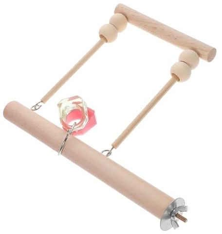 YARNOW Columpio para Loros de Madera Natural, Juguete Resistente a Mordeduras para Pájaros en Jaula, Accesorio para Loros Domésticos, Columpio Suspendido Circular para Aves Pequeñas