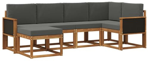 vidaXL Outdoor-Sofagarnitur 6 pcs Natur und Anthrazit, Garten-Sofa, modernes Outdoor-Komfort-Set, langlebige Sitzgarnitur für Entspannung und Terrasse