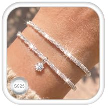 LOLIAS Armband Silber 925 Damen Verstellbar Doppelreihig mit Zirkonia | Versilbertes Silber Armband mit Zirkonia, herz, kleeblatt, kreuz verstellbare Kette, charm Stil, Geschenk für Damen