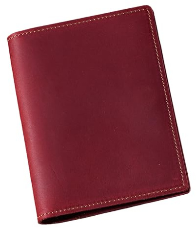 Aqvjd Lussuosa custodia per passaporti in pelle bovina con interni spaziosi e design estetico europeo senza data sottile doppia copertura per passaporto, Rosso