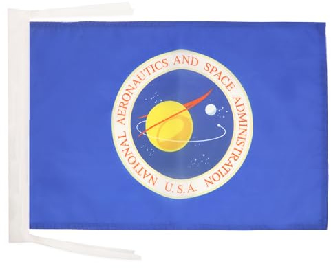 AZ FLAG Bandera NASA de Estados Unidos 45x30 cm Poliéster 100D Cuerdas | Uso interior y exterior Enseña de la administración nacional de la aeronáutica y del espacio United States NASA