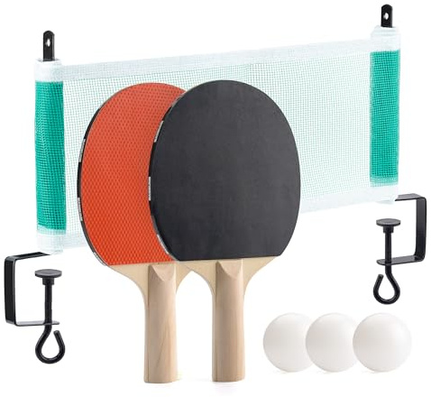 Toyrific | Baseline Table Tennis Ping Pong Set with 2 Bats, 3 Balls And Net, Outdoor Indoor Family Games