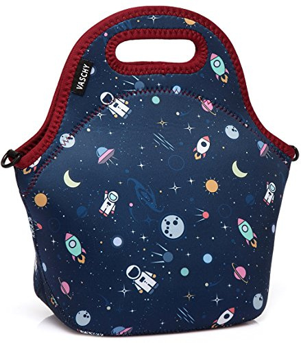 VASCHY Bolsa Termica Porta Alimentos Neopreno 12.7L Lsotérmica 3-4h | Nevera Portátil Lavable a Máquina, Plegable, Correa Extraíble,Base Plana Evita Derrames, Ideal para Escuela y Camping