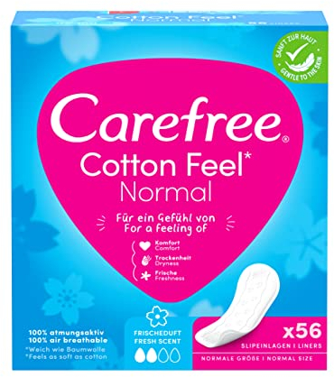 Carefree Cotton Feel Normal panty liners with fresh scent, normal size, 56 pieces (pack of 1)