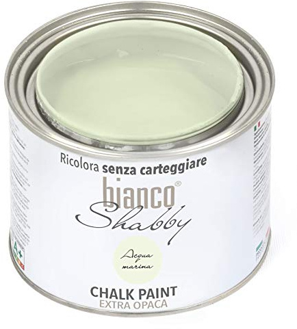 biancoShabby® Chalk Paint Acqua Marina Pintura Shabby Chic Vintage para Muebles y Paredes Extra Mate vuelva a dar color fácilmente todo tipo de material sin lijar (500 ml Paquete de 1)