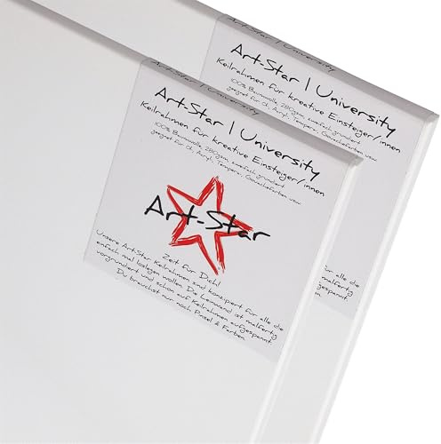 2x Art-Star | UNIVERSITY KEILRAHMEN 60x80cm | Leinwände auf Keilrahmen 60x80 cm | Leinwandtuch vorgrundiert, malfertige bespannte große Keilrahmen mit Leinwand zum malen