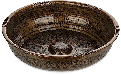 Alisveristime Traditional Turkish Bath Hammam Bowl with Authentic Motifs (440gr (15.50 oz) Made of Zinc (7.87-Inch Diameter) (Antique Green)
