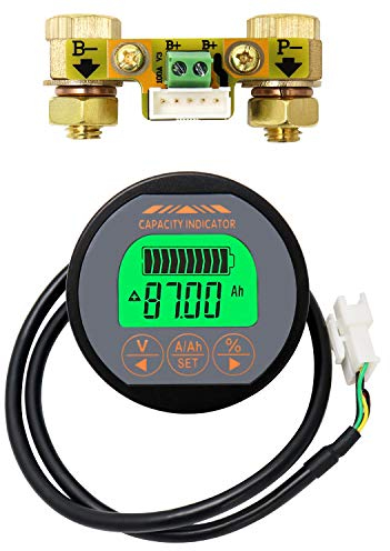 QWORK® Battery Capacity Tester, Battery Monitor, Voltage Range 8V-80V and 0-100A Sampler base, with 6.5ft / 2m Custom Cable, for Auto Car Motor Boat Caravan RV