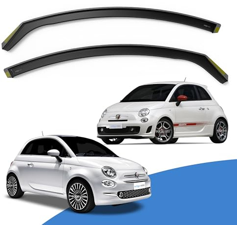 EdgeVisors Wind Deflectors for Fiat 500 MK1 Fiat Abarth (2007-onwards) 3 Door Hatchback 2pc Set | Tinted Acrylic In-Channel Side Window Visors & Rain Guards | 500 Accessories