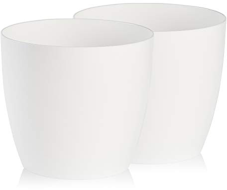 Tymar Blumentopf, 2er-Pack, Pflanzentopf aus Kunststoff, Moderne, matt, Runde Form (Weiß, ø 16 cm) | moderne, matt, Runde Form, aus Kunststoff, Für Innenräume,wetterfeste & robuste