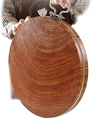 MNSSRN Haushalt hölzerner Schneidebretter, runde Massivholzküche doppelseitig Schneidebretter, verwendet zum Schneiden von Gemüse, Fleisch, Früchten usw.,39cm