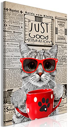 murando - Akustikbild Katze Bilder Akustikschaum Hochleistungsschallabsorber Schallschutz Leinwand 1 tlg Wandbild Raumakustik Schalldämmung Tier Abstrakt Zeitung Zitat g-C-0299-b-a