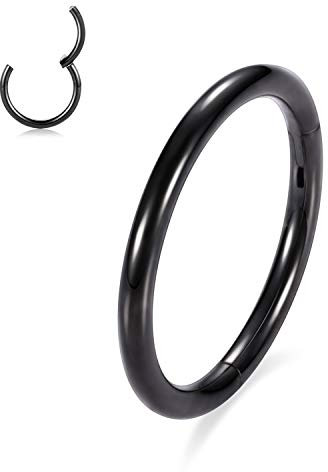 Nasenringe Hoop 6G Septum Nasenringe 14mm 316L Chirurgenstahl Nahtloser Clicker Ring Higned Segment Hoop Schwarz Septum Ring Conch Hoop Ring Daith Tragus Knorpel Helix Ohrring Piercing Schmuck