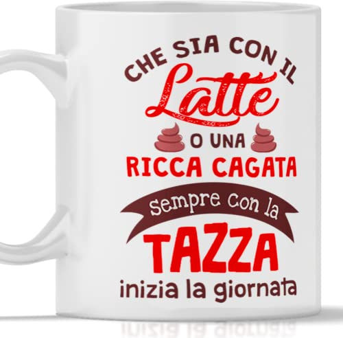 12Print Tazza latte cagata divertente da regalare amico collega amica fratello sorella e come regalo di natale - tazza cacca