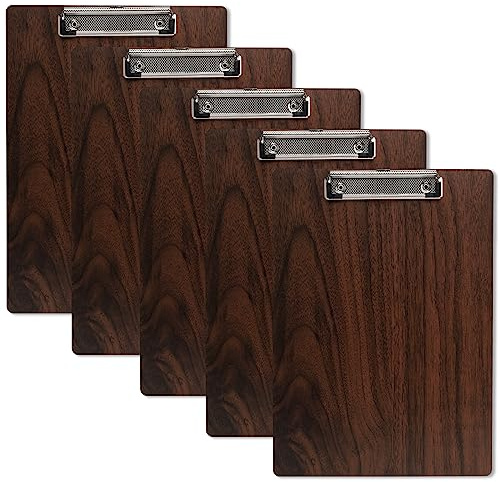 GUOKOFF Klemmbrett Holz A4 mit Metallklemme, 5 Stück Klemmbrett A4 | Zwischenablage Schreibblock, Hartplatten Klemmbrett A4, Schreibbrett Pad Halter Clipboard DIN A4 Für Schule, Büro